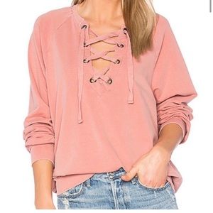 Project Social T Lace Up Pink Sweatshirt